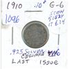 Image 1 : 1910 Canadian Silver 10 cent Coin