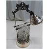 Image 2 : Old silver-plated/glass pickle castor with tongs. 12" (31 cm) tall & 5" (13 cm) wide. Good condition