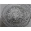 Image 8 : Covered crystal candy dish. 5" (13.5 cm) wide + matching mustache cup/saucer. Cup handle broken, glu