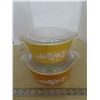Image 1 : Pair of matching casserole dishes- gold daisy with lids- 1.5L and 2.5L