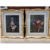 Image 1 : Pair of vintage needle point cross stitch art framed victoria girl and small boy- 20"x23"