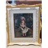 Image 2 : Pair of vintage needle point cross stitch art framed victoria girl and small boy- 20"x23"