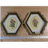 Image 1 : Pair of vintage needle work embriodery cross stitch wall hangings- 13"x12.5"