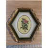 Image 2 : Pair of vintage needle work embriodery cross stitch wall hangings- 13"x12.5"