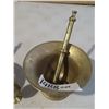 Image 3 : Pair of brass mortal and pestle , and small vase