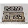 Image 1 : Alberta 1940 , 1949 licence plates
