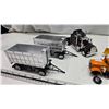 Image 2 : Assorted semi truck and trailers - Orange semi has broken front tire/grill