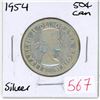 Image 1 : 1954 Canadian silver 50 cent coin