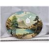 Image 1 : Oval painted glass painting - painted both sides - 15"x12"