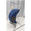 Image 2 : Retro magazine stand, w/ blue moon spaghetti lamp shade - works - 25"Hx13x13"