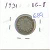 Image 1 : 1931 Canadian Silver 10 Cents. VG-8.