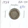 Image 1 : 1938 Canadian Silver 10 Cents. EF-40. Nicely Toned.