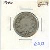 Image 1 : 1900 Canadian Silver 25 Cents. Queen Victoria. G-4.