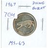 Image 1 : 1967 Diving Bobcat Silver 25 Cents. Rotated Die. MS-63. Scarce.
