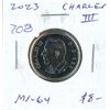 Image 1 : 2023 King Charles III Canadian 25 Cents. First issue for the new king. MS-64 from an original RCM ro