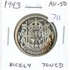 Image 1 : 1943 Canadian Silver 50 cents. AU-50. Nicely Toned.