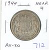 Image 1 : 1944 Canadian Silver 50 Cents. Near 4 in Date. AU-50.