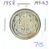 Image 1 : 1958 Canadian Silver 50 Cents. MS-63. Nice.