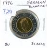 Image 1 : 1996 German Planchet Canadian $2 Toonie. This planchet is made in Germany & differs from its Canadia