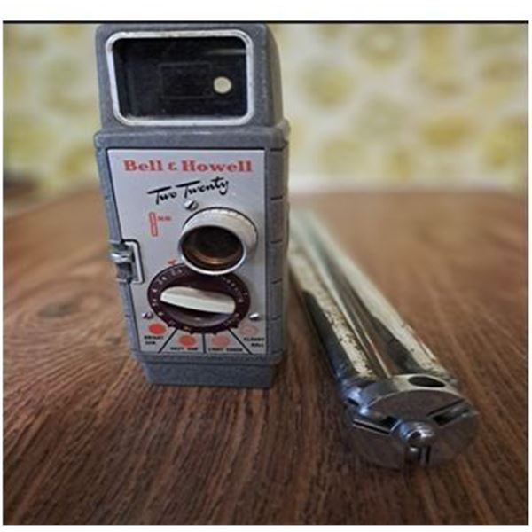 Vintage Bell & Howell Two Twenty 8mm Movie Camera and tripod