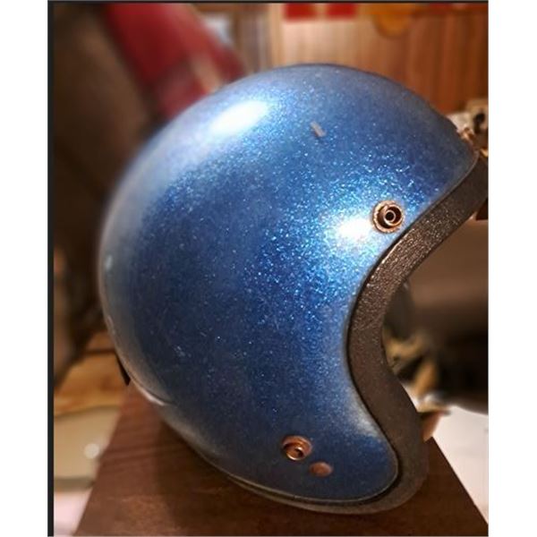 Blue motorcycle helmet