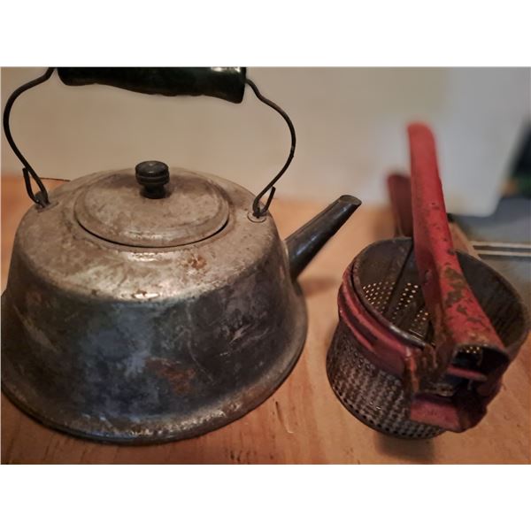 Vintage Kettle and Potato Masher
