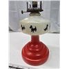 Image 3 : Red and white scotty dog, glass oil lamp - w/ chimney