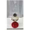 Image 4 : Red and white scotty dog, glass oil lamp - w/ chimney