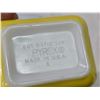 Image 7 : Pyrex dishes - Blue 1.5 Qt divided serving dish, w/ lid & Yellow butter dish, w/ extra lid