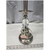 Image 2 : 2 Modern glass n stainless steel table lamps, w/ shade - 28"H