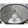 Image 3 : 2 Modern glass n stainless steel table lamps, w/ shade - 28"H