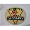 Image 1 : Reproduction, glass "Thrifty Gasoline" gas globe lense - 15" across