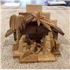 Image 1 : Vintage olive wood Nativity scene, hand carved.  Made in Bethlehem.  4 1/2" high.