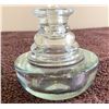 Image 2 : Pair of vintage pressed glass perfume bottles with long diamond toppers.  Chip on one (in photo)  He