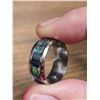 Image 4 : New Men's size 8, stainless steel ring, w/ blue/green accent
