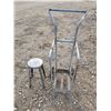 Image 1 : Vintage welding cart & Small metal shop stool
