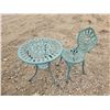 Image 1 : Solid metal, Bistro outdoor table (24" across x 26"H ), w/ matching chair - 33"H