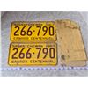Image 1 : Pair of 1967 Saskatchewan centennial license plates - 266-790