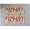 Image 1 : Pair of 1973 Saskatchewan RCMP license plates - F129-697