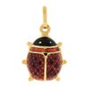 Vintage 18K Yellow Gold Red & Black Enamel Textured Puffed Ladybug Charm Pendant