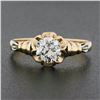 Image 3 : Antique Victorian 18k Gold GIA European Diamond Flower Basket Engagement Ring