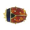 Image 1 : Vintage 14K Yellow Gold Red Green Blue Enamel Textured Domed Ladybug Brooch Pin