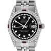 Image 1 : Rolex Mens Stainless Steel Black String Diamond Lugs And Ruby Datejust 36MM