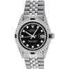 Image 3 : Rolex Mens Stainless Steel Black String Diamond Lugs And Ruby Datejust 36MM