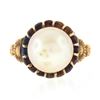 Image 4 : Antique Victorian 18k Yellow Gold GIA 9.46mm Pearl w/ Floral Side Solitaire Ring