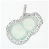 Image 3 : 18k White Gold AGL Carved Grayish Green Jadeite Jade VS F 2.1 ctw Diamond Pendan