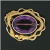 Image 2 : Antique Art Nouveau 14k Gold 13.13 ctw Oval Amethyst Detailed Dragon Frame Brooc