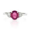 Image 5 : Vintage 18K White Gold GIA NO HEAT Pink Sapphire & Heart Diamond Accents Ring