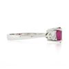 Image 6 : Vintage 18K White Gold GIA NO HEAT Pink Sapphire & Heart Diamond Accents Ring