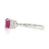 Image 7 : Vintage 18K White Gold GIA NO HEAT Pink Sapphire & Heart Diamond Accents Ring